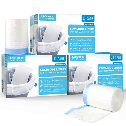 JJ CARE Commode Liners with Absorbent Pad, Portable Toilet Bags [Pack
