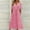 Dress-Pink, variant on LEKWK Boho Dresses for Women Casual Short Sleeve V Neck Button Dress Summer Dresses Hollow out Midi Dresses Pockets A Line Beach Vacation Wear