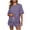 Purple, variant on jobturf Casual Two Piece Sets for Women Side Slit Short Sleeve T-Shirt and Drawstring Shorts Set Summer Tracksuit Matching Outfits S-2XL