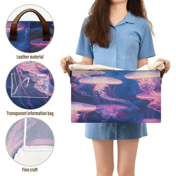 BZSMCE Collapsible Fabric Cube Storage Bins Purple Jellyfish Painting Design Pattern Storage Box