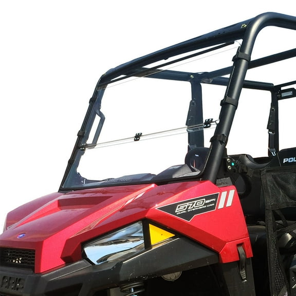 Clearly Tough Polaris Ranger Midsize (45" Width) 2015 and Newer - Full Folding Windshield - Scratch Resistant- The Ultimate in Side by Side Versatility! Premium Hard Coat. Made in America!