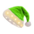 thumbnail image 2 of Glowing Santa Hat, Adult Unisex Christmas Holiday Hat, Green Velvet Classic Santa Hat with White Trim for Parties & Costumes, 2 of 6
