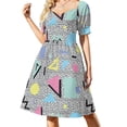 thumbnail image 1 of Eighties Robe Sans Manches à Motif Memphis, Robe de Soirée, Luxe 2024, 1 of 4