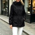 thumbnail image 4 of WRKEKC Windbreaker Jackets for Women Solid Color Hooded Long Sleeve Zip Up Drawstring Waist Windproof Outdoor Coat, 4 of 7