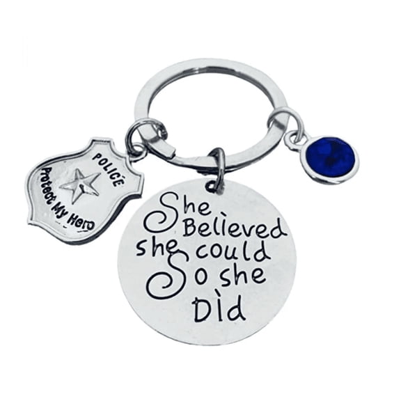 Police Keychain, Women's She Believed She Could So She Did Police Jewelry, Police Officer Gift for Woman, Academy