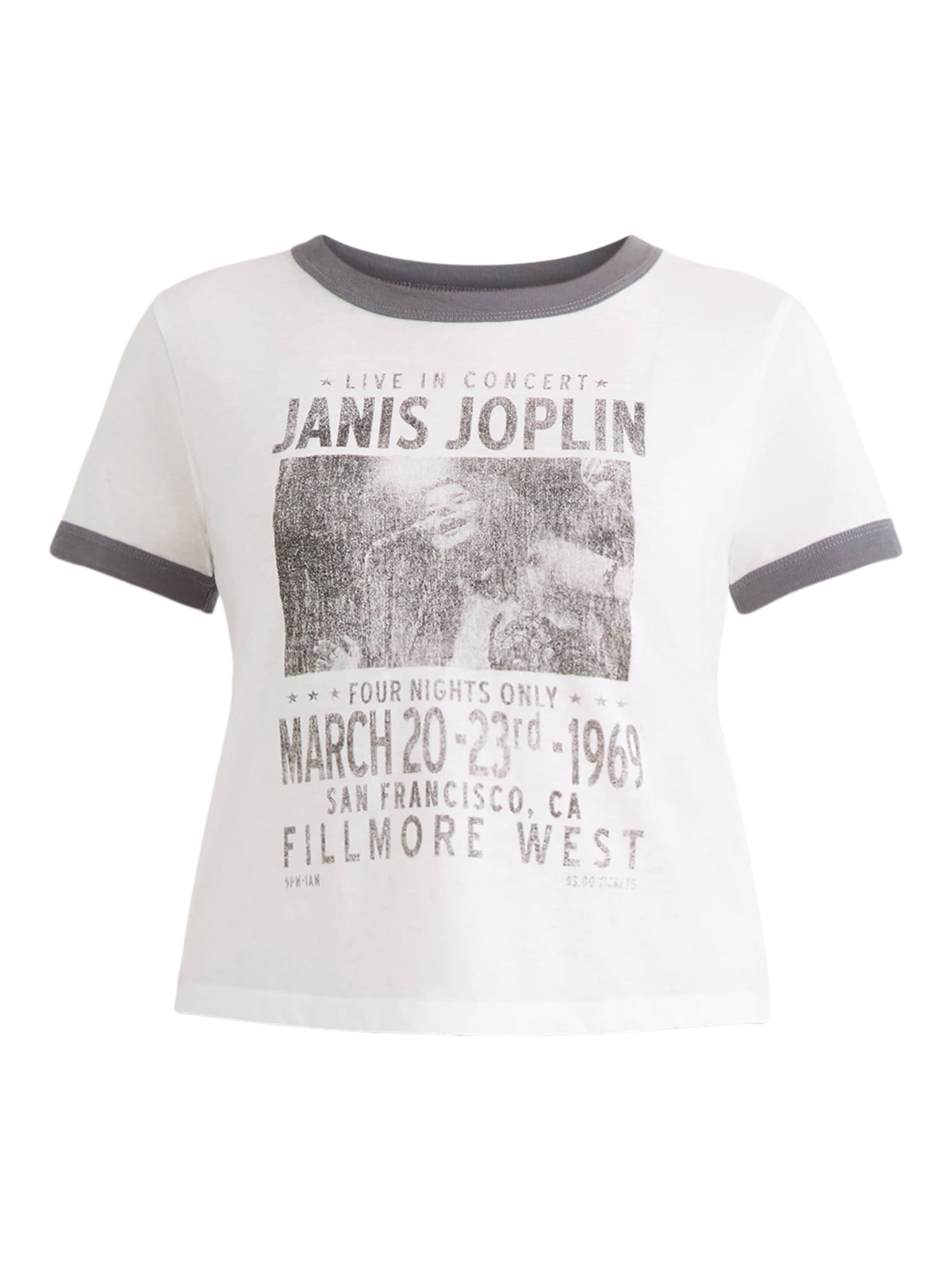 Janis Joplin Short Sleeve Graphic Tee, Women's and Women's Plus