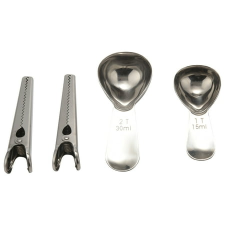 

Coffee Scoops Set 2 Piece Coffee Measuring Spoons 1 Tbsp(15Ml) & 1 Tbsp(30Ml) 2 Piece Long Coffee Bag Sealing Clips