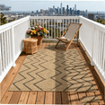 thumbnail image 6 of JERFIT 7x10 Indoor Outdoor Rug, Diamond Pattern Area Rug, All-Weather Polypropylene, Natural Black, Reversible Low Profile Runner for Patio Doorway, 6 of 8