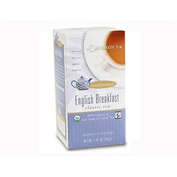 Davidson Organic Tea 2621 Decaffeinated English Breakfast Tea- Box of 25 Tea Bags
