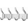 thumbnail image 1 of Wall Mounted Coat Rack with 4 Silver Stainless Steel Hooks for Towels and Coats, 1 of 5