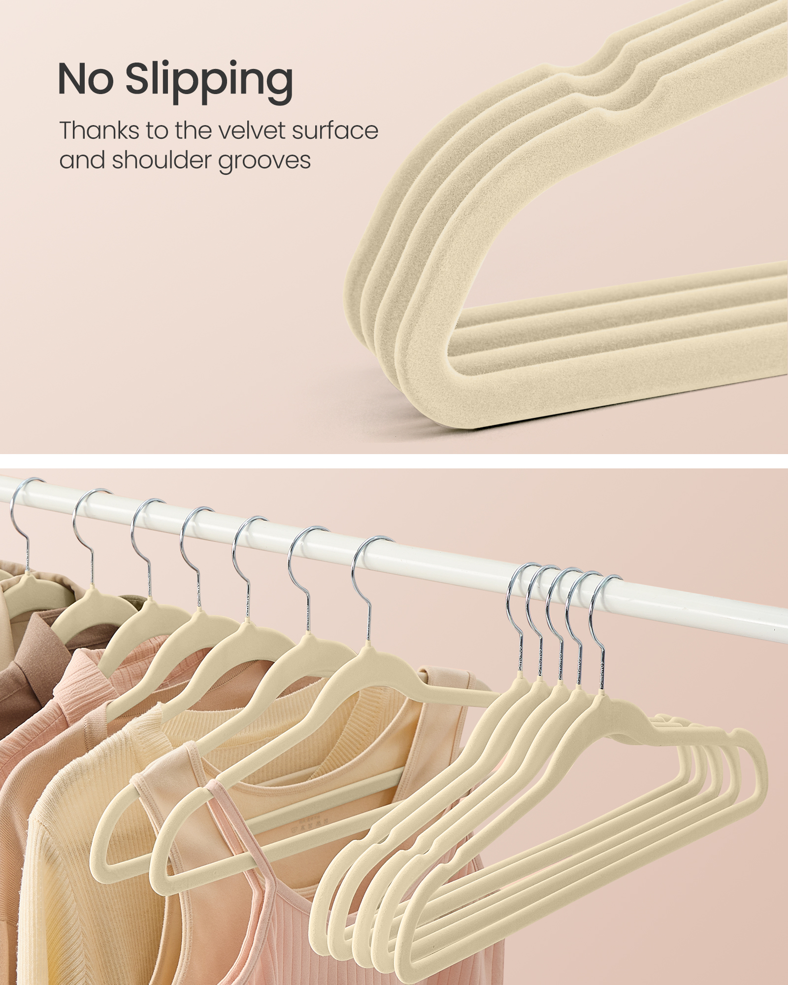 Velvet Hangers 100 Pack, Non-Slip Clothes Hangers with Silver-Colored Swivel Hooks, Slim Space-Saving for Closet, Heavy-Duty, Black