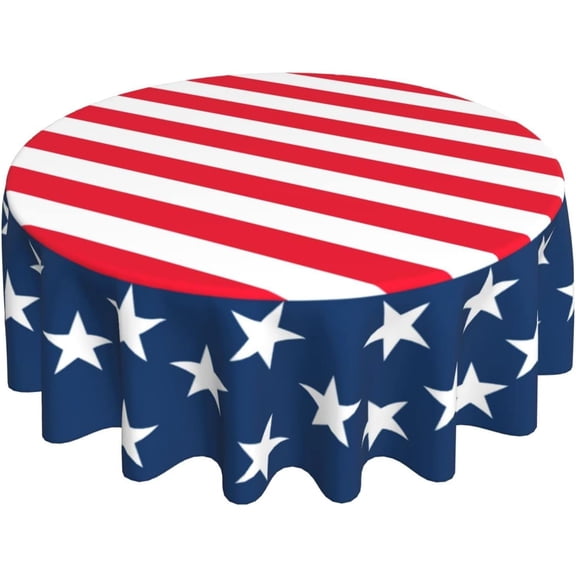 aportt 4th of July Round Tablecloth 60 Inches Patriotic Table Cloth Washable Water Resistant Wrinkle Free Stain Resistant Table Cover