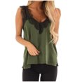 thumbnail image 2 of Idoravan Tank Tops for Women Clearance Women's Sleeveless Lace Camisole Top Splicing Undershirt Solid Color T-shirt, 2 of 5