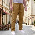 thumbnail image 6 of Nestiefly Mens Cargo Pants Relaxed Fit Chino Elastic Waist Multi Pocket Hiking Work Trousers Ginger M, 6 of 7
