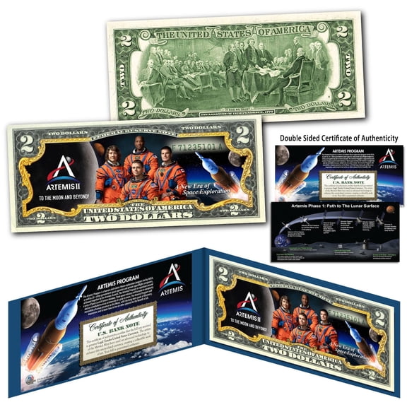 ARTEMIS II Missions NASA Space Program * The Crew * Genuine Legal Tender $2.00 Bill