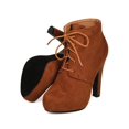 thumbnail image 4 of New Women DbDk Furry-7 Faux Suede Almond Toe Lace Up Platform Oxford Bootie, 4 of 5
