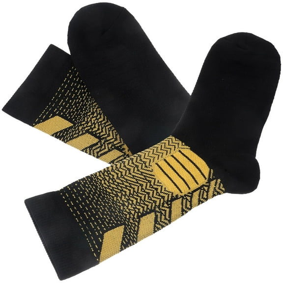 FRCOLOR Black Mid Calf Socks with Enhanced Cushioning and Breathable Design for Sports Activities Size 1 Pair