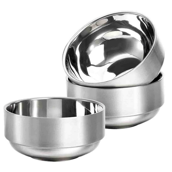 Bexikou 3 Pack Stainless Steel Bowls,Double Walled Insulated Soup Bowls, Unbreakable Snack Bowl for Rice, Cereal, Ice Cream, Hot Cold Foods, Dishwasher Safe