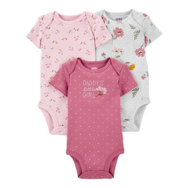 Set De 3 Pzas Body manga Corta Carter's Rosa Estampado variado 18M