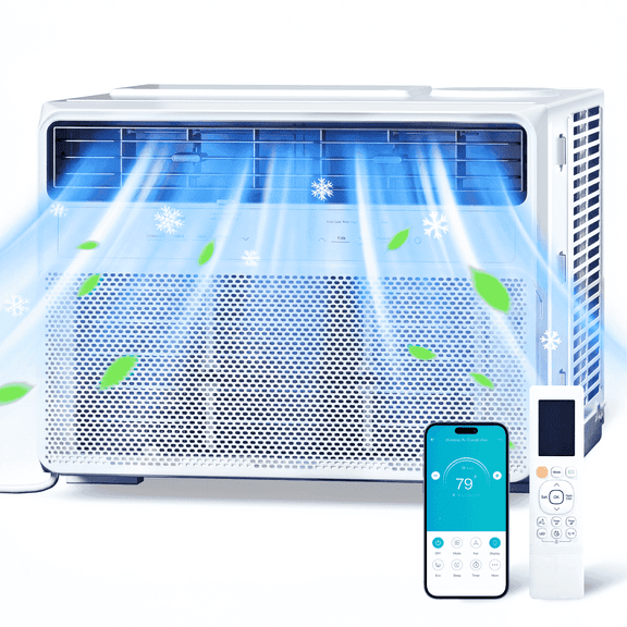 Air Conditioner, 10000 BTU Inverter Window AC Unit with WiFi App & Remote, Covers up to 450 Sq.Ft, Quiet 50dB, Energy Saving, 6 Modes, 24H Timer