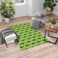 thumbnail image 1 of Sea Animals Turkish Area Rug, Sharks Swimming Horizontal Silhouettes Powerful Dangerous Wild Life, Carpet for Living Room Decor, 4' X 5.7', Dark Blue and Lime Green, by Ambesonne, 1 of 4