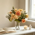 thumbnail image 5 of Mixed Artificial Flower Bouquet Faux, Silk Roses Floral Arrangement, Fall Seasonal Home Decor, Thanksgiving Table Centerpiece Wedding Party Decoration, 5 of 6