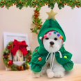 thumbnail image 4 of Disfraz navideño para mascota con gorro de Papá Noel, capa navideña para cachorro con estrella y pompones, vestido de cosplay para Navidad, ropa para mascotas, disfraz navideño para perro y, 4 of 5