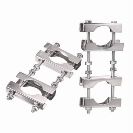 Double Antenna Mast Clamp Kit V Jaw Block to Mast Clamp Mounting Bracket Holder for TV CB Ham Flag Post