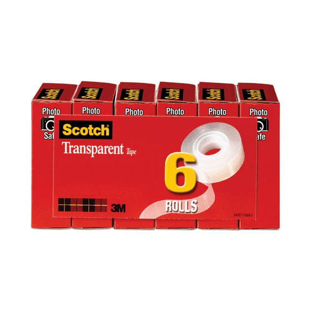 Transparent Tape, 1" Core, 0.75" X 83.33 Ft, Transparent, 6/pack | Bundle of 10 Packs