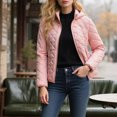 thumbnail image 2 of Women's Bomber Jacket Zip Up Coat with Pockets Pink XXL, 2 of 5