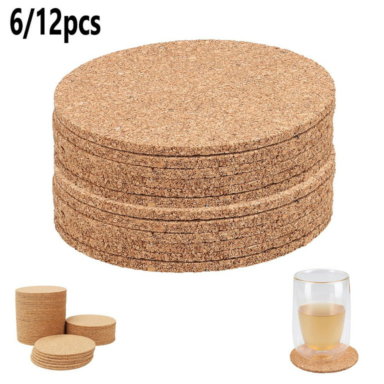 Yannee 12 Pcs Cork Coaster for Drink , Absorbent Heat Resistant Reusable  Tea or Coffee Coaster, Blank Coasters for Crafts, Warm Gifts Cork Coasters  for Relatives and Friends Square 