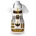 thumbnail image 3 of Egyptian Apron Old Historical Egyptian Spirit Symbol Myth Icons Mummy Sun Art Illustration, Unisex Kitchen Bib Apron with Adjustable Neck for Cooking Baking Gardening, Yellow Black, by Ambesonne, 3 of 3