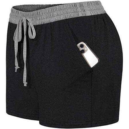 

Fashion Womens Elastic Waist Soft Lounge Shorts Pockets Casual Pajama Shorts