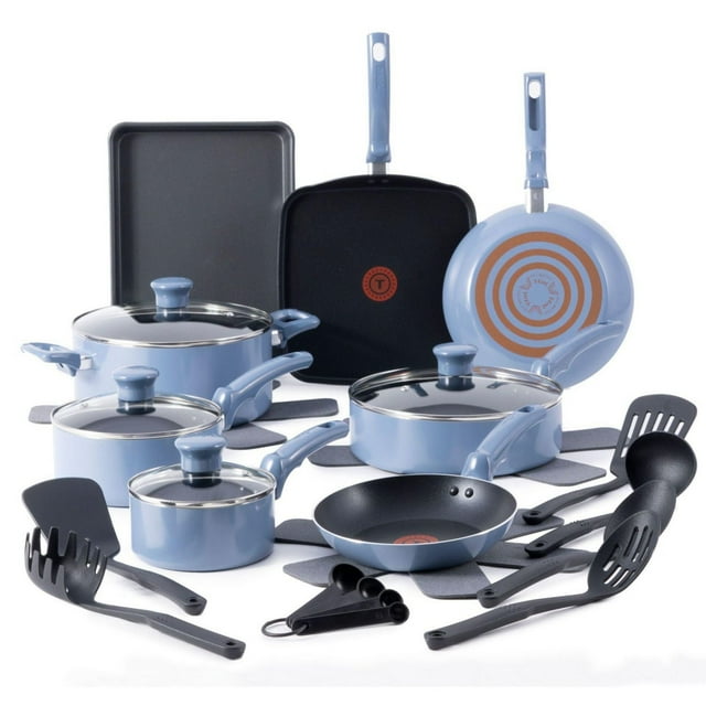 Batterie de cuisine T-fal Antiadhésif Kitchen Solutions de 22 pièces, Bleu