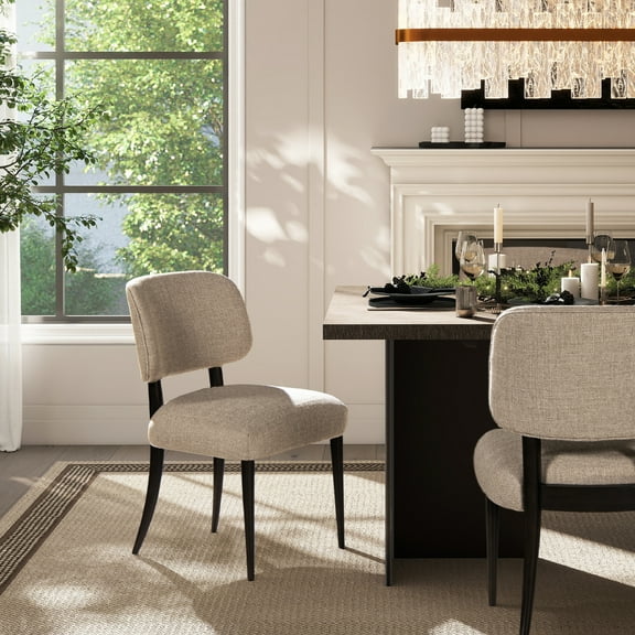 Harriet Split Back Gray Wool Blend Upholstered Dining Side Chair - Set of 2