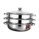 thumbnail image 2 of Juego de Vaporera de Acero Inoxidable de 3 Niveles con Asa para Cocinar Al Alimentos, Verduras, Albóndigas, Salsas Y Carne, 2 of 9
