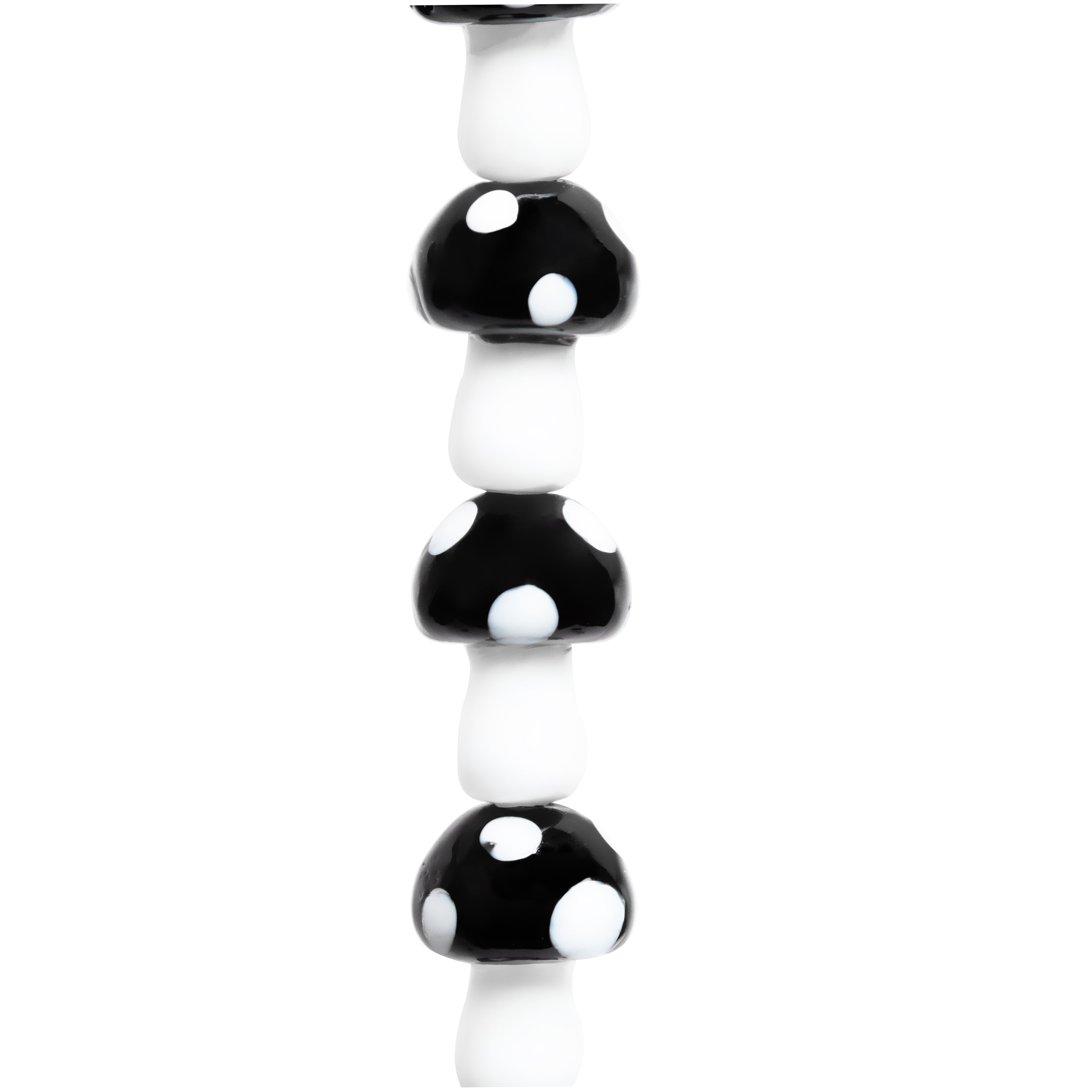 Black & White Glass Mushroom Beads by Bead Landing - (17mm x 12mm) for Jewelry Making - Perfect for Necklaces - Bracelets - and Earrings - 12 Pack
