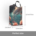 thumbnail image 3 of KLL Flower White Dolphin Laundry Hamper,Large Canvas Fabric Lightweight Storage Basket Toy Organizer Dirty Clothes Collapsible Waterproof, 3 of 6