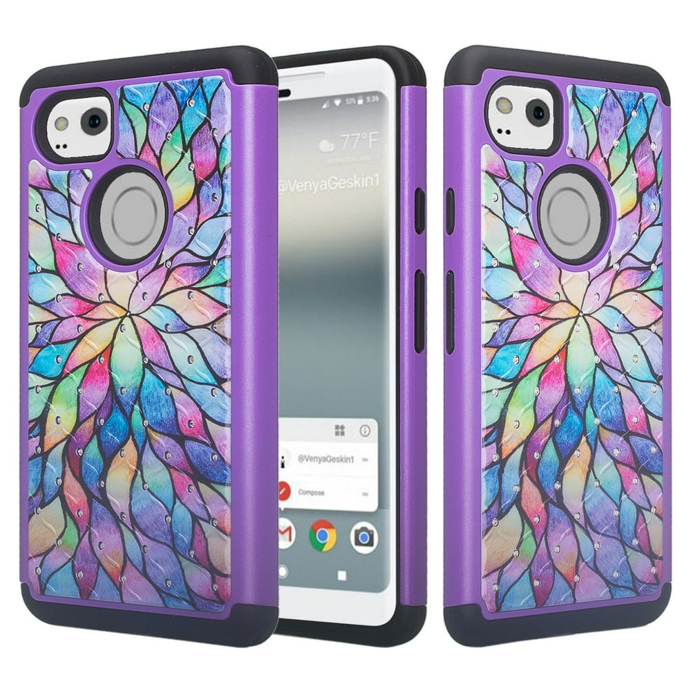 Google Pixel 2 XL Case, Hybrid Crystal Rhinestone Dual Layer [Shock Resistant] Protective Cover