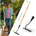 thumbnail image 2 of Iron Weed Rake with Wooden Long Handle, 8 Teeth Weed Puller Tool Heavy Duty, Manual Gardenia Weeding Rake Tool for Yard, Lawn and Garden, 56Inch, 2 of 7