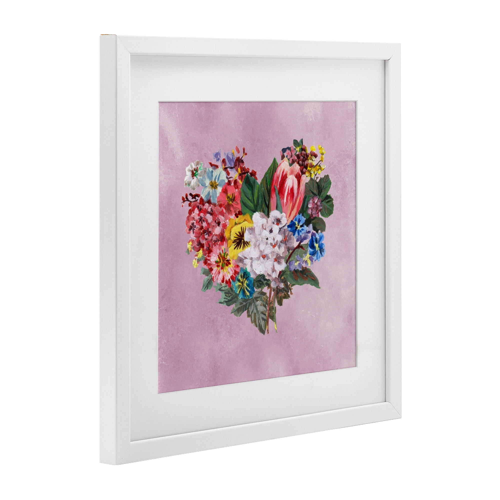 Stupell Industries Heart Shaped Garden Blooms White Framed Print Under Glass, design by Melissa Wang