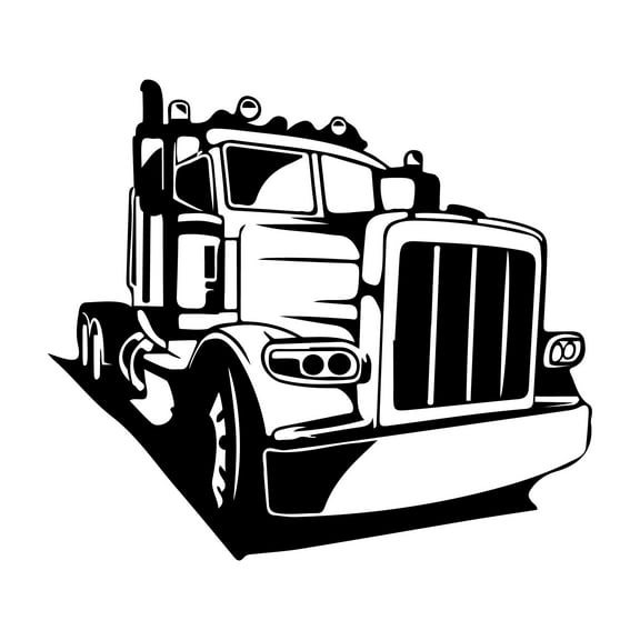 Truck Trailer Vehicle Silhouette Vinyl Decal Wall Art Sticker Designs Vinyl Stickers For Home House Walls Rooms Windows Bedroom Decoration Size (28x28 inch)