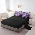 thumbnail image 5 of spefrowx Chic Leopard Print Bow Full Size Bedding Sets for Teens, Purple Fashion Stripe Full Size Bed in a Bag, Black Reversible, 7 Pieces, 5 of 6