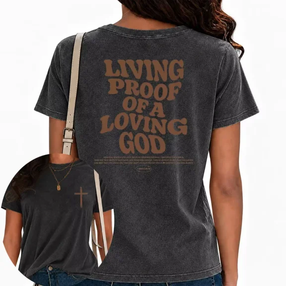 UNISHE Womens Inspirational Religious T-Shirts Faith Graphic Tees Vintage Washed Short Sleeve Streetwear Tops Black, S