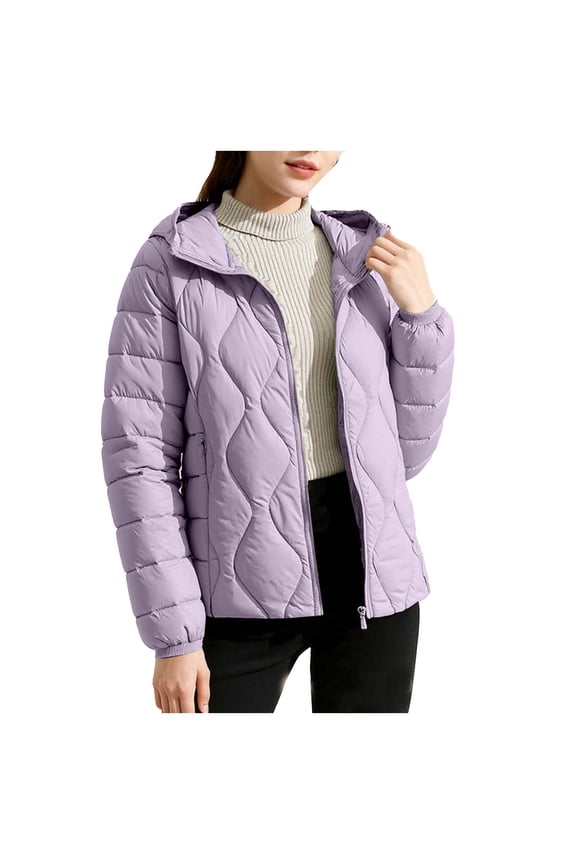Women's Insulated Coat Casual Hooded Lightweight Thin Warm Outerwear, Loose Daily Coat