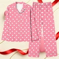 thumbnail image 4 of Caywon Women's Valentine's Day Printed Pajama Set with Pockets, 1 Top + 1 Pants Long Sleeve Collared Homewear Set Casual Comfortable Sleepwear Outfit, 4 of 7