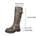 thumbnail image 6 of YLYL Knee High Boots for Women Round Toe Stylish Slouchy Low Heel Wide Calf Biker Moto Gothic Buckle Boots, 6 of 9