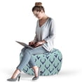thumbnail image 2 of Deer Pouf Cover with Zipper, Jungle Creature Heads with Antlers Abstract Animal Motifs Hipster Wildlife, Soft Decorative Fabric Unstuffed Case, 30" W X 17.3" L, Pale Seafoam Navy Blue, by Ambesonne, 2 of 5