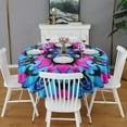 thumbnail image 2 of Colorful Mandala Tie Dye Pattern Round Tablecloth 60"x60",Wrinkle Wipeable Table Cloth for Kitchen Dining Room Picnic Patio Party, 2 of 6