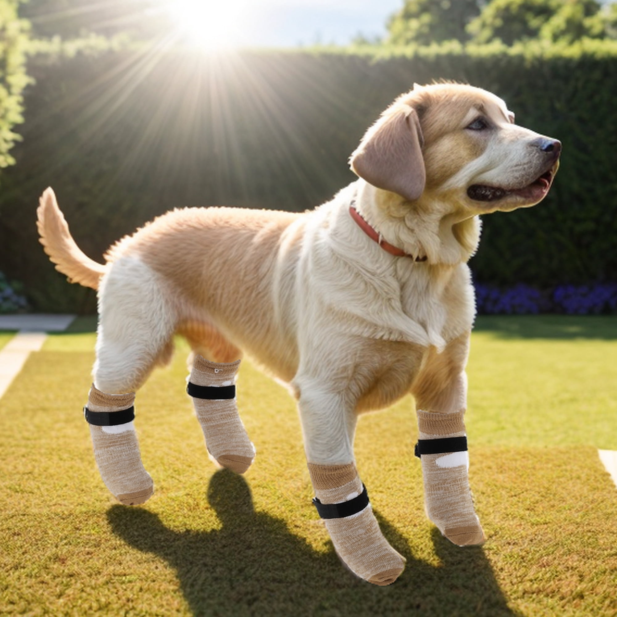 Unique Bargains 4 Pcs Non-Slip Dog Socks Pet S Gradient Yellow